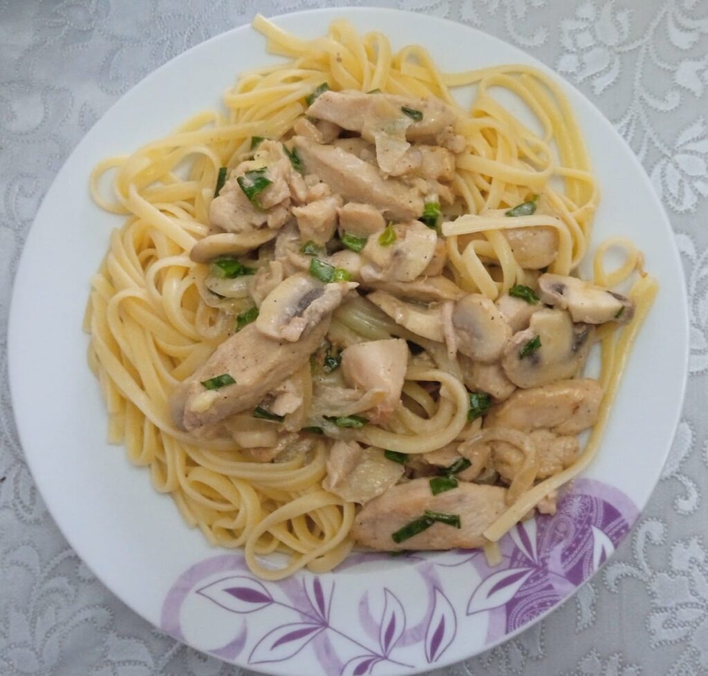 Delicious homemade Creamy Chicken Pasta in a bowl